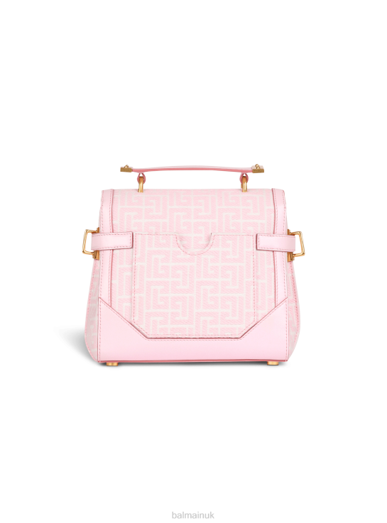 Accessories D0022511 Pink Balmain Women Bicolor Jacquard B-Buzz 23 Bag With Leather Panel