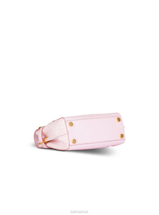 Accessories D0022511 Pink Balmain Women Bicolor Jacquard B-Buzz 23 Bag With Leather Panel