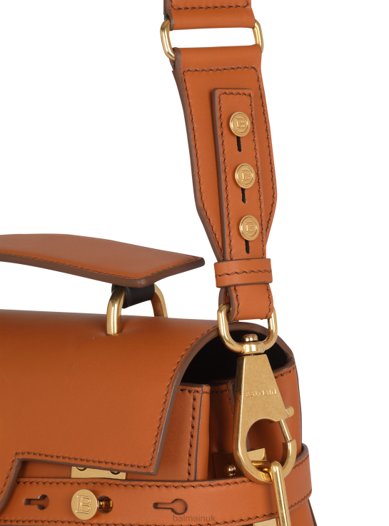 Accessories D0022513 Brown Balmain Women Quilted Leather B-Buzz 23 Bag