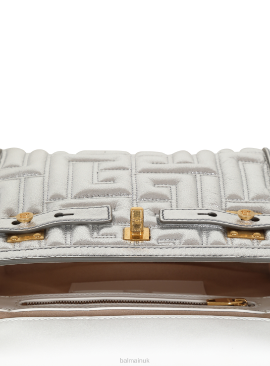 Accessories D0022514 Silver Balmain Women B-Buzz 23 Quilted Leather Bag