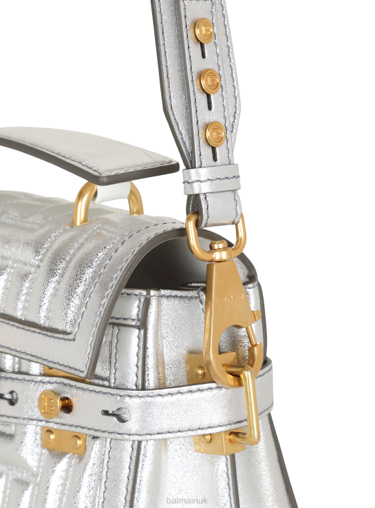 Accessories D0022514 Silver Balmain Women B-Buzz 23 Quilted Leather Bag