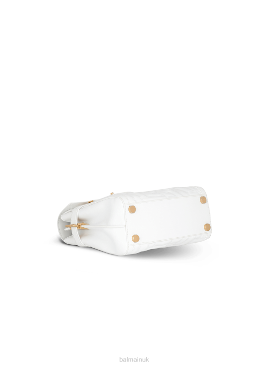 Accessories D0022515 White Balmain Women Quilted Leather B-Buzz 23 Bag