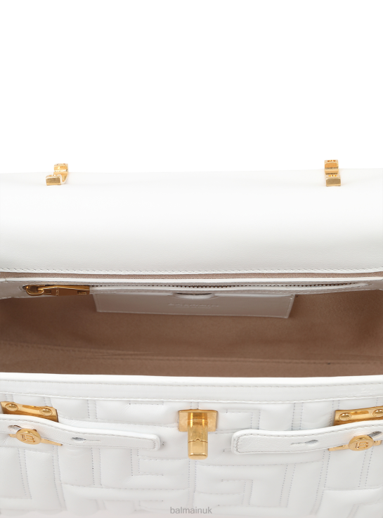 Accessories D0022515 White Balmain Women Quilted Leather B-Buzz 23 Bag