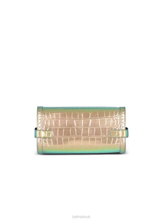 Accessories D0022473 Multicolor Balmain Women B-Buzz 23 Clutch Bag In Crocodile Effect-Embossed Leather