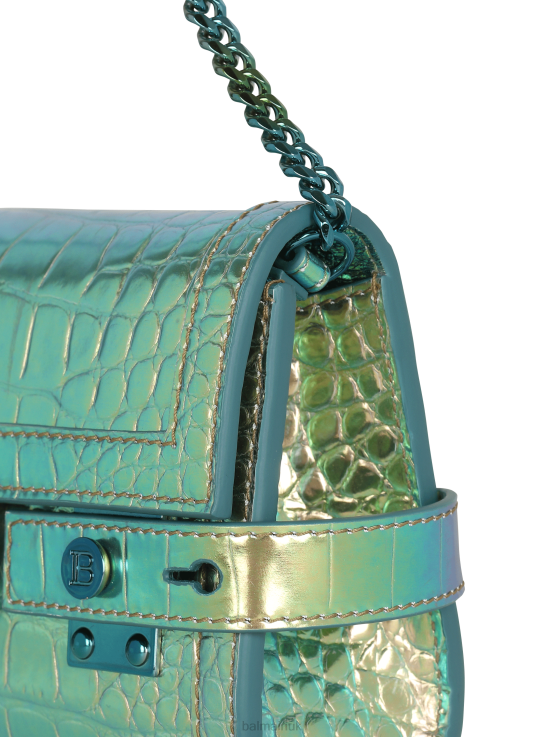 Accessories D0022473 Multicolor Balmain Women B-Buzz 23 Clutch Bag In Crocodile Effect-Embossed Leather