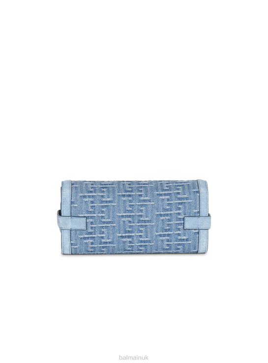 Accessories D0022506 Blue Balmain Women Suede And Denim B-Buzz 23 Clutch Bag
