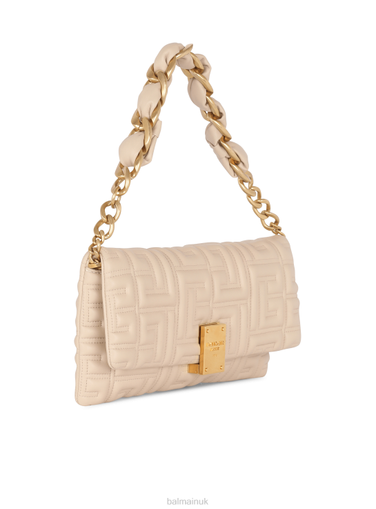Accessories D0022519 Beige Balmain Women 1945 Soft Quilted Leather Clutch Bag