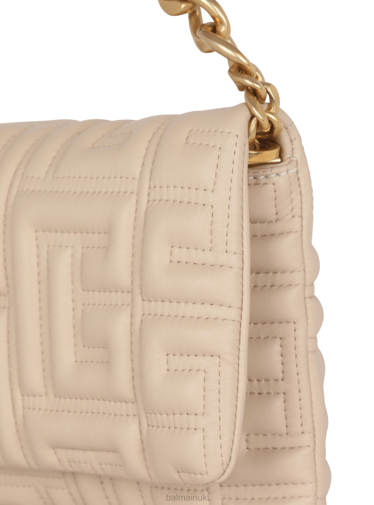 Accessories D0022519 Beige Balmain Women 1945 Soft Quilted Leather Clutch Bag