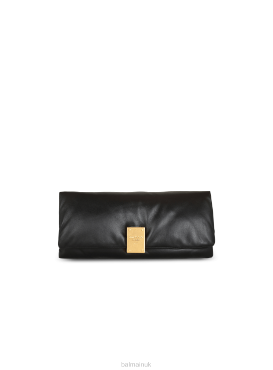 Accessories D0022526 Black Balmain Women 1945 Soft Clutch Bag In Smooth Leather