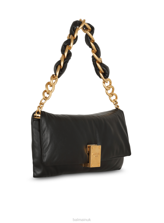 Accessories D0022526 Black Balmain Women 1945 Soft Clutch Bag In Smooth Leather