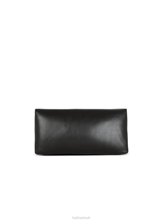Accessories D0022526 Black Balmain Women 1945 Soft Clutch Bag In Smooth Leather