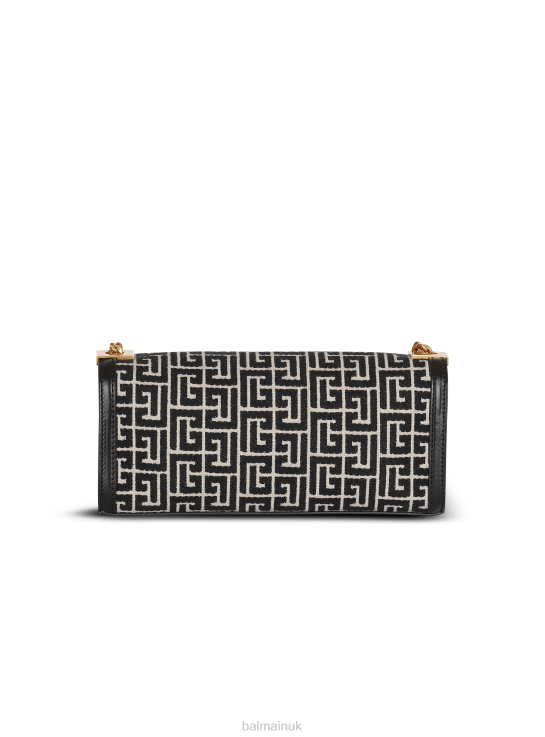Accessories D0022542 Black Balmain Women Bicolor Khaki And Jacquard 1945 Clutch Bag