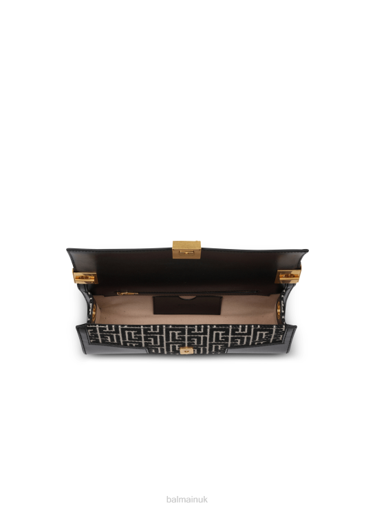 Accessories D0022542 Black Balmain Women Bicolor Khaki And Jacquard 1945 Clutch Bag