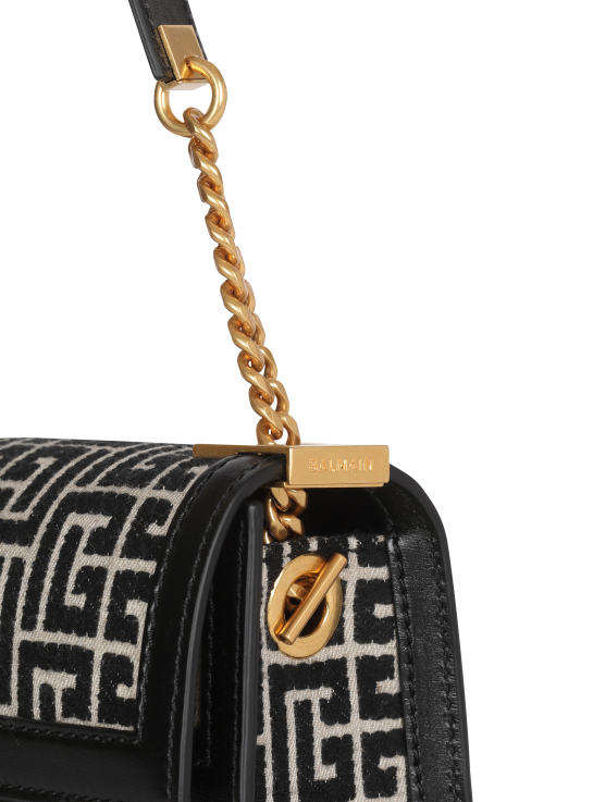 Accessories D0022542 Black Balmain Women Bicolor Khaki And Jacquard 1945 Clutch Bag
