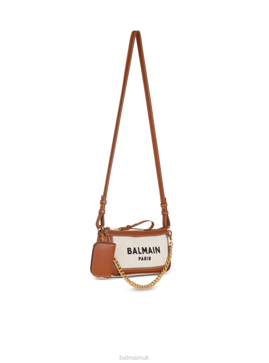 Accessories D0022560 Brown Balmain Women B-Army Canvas Clutch Bag With Leather Inserts