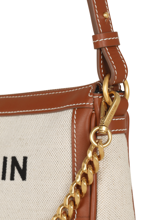 Accessories D0022560 Brown Balmain Women B-Army Canvas Clutch Bag With Leather Inserts