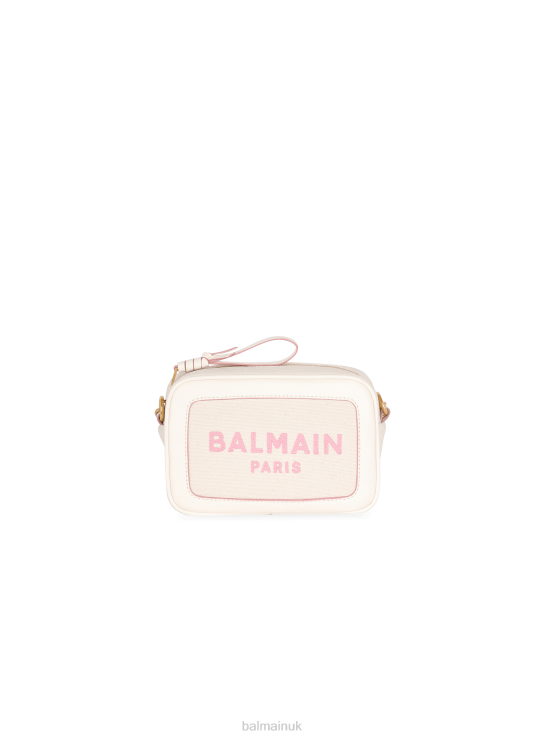 Accessories D0022563 Beige Balmain Women B-Army Canvas Clutch Bag With Leather Details