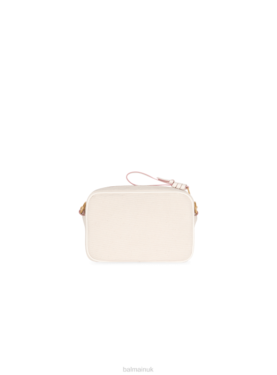 Accessories D0022563 Beige Balmain Women B-Army Canvas Clutch Bag With Leather Details