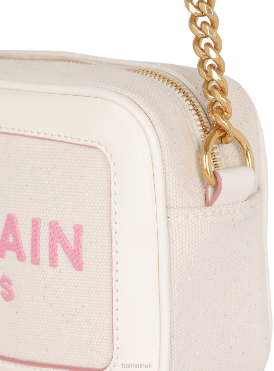 Accessories D0022563 Beige Balmain Women B-Army Canvas Clutch Bag With Leather Details