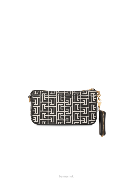 Accessories D0022574 Black Balmain Women Monogram Canvas B-Army Clutch Bag