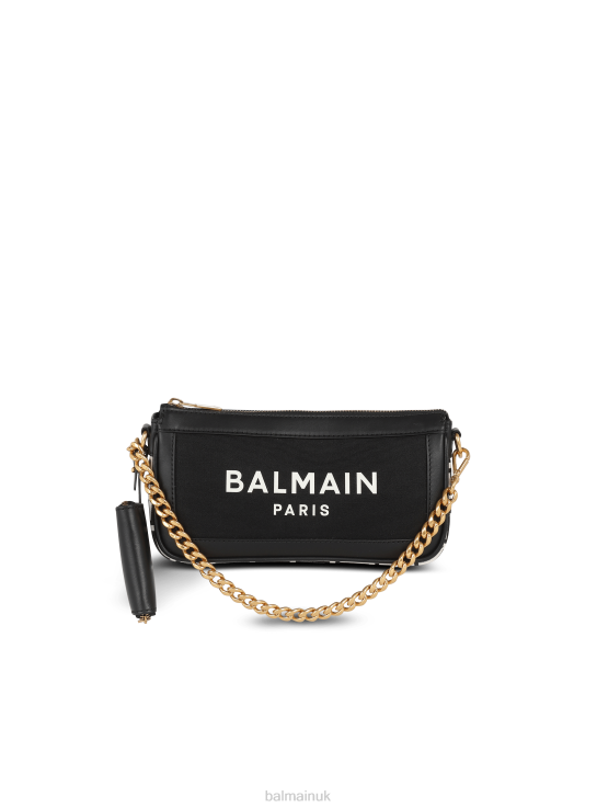 Accessories D0022584 Black Balmain Women B-Army Canvas Clutch Bag With Leather Inserts