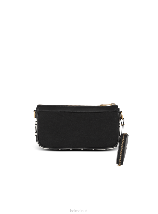Accessories D0022584 Black Balmain Women B-Army Canvas Clutch Bag With Leather Inserts
