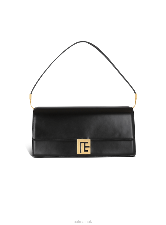 Accessories D0022585 Black Balmain Women Shiny Smooth Leather Ely Clutch Bag