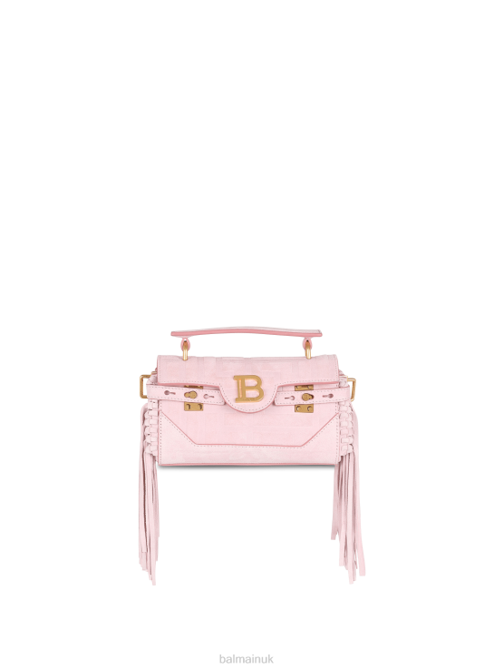 Accessories D0022496 Pink Balmain Women Suede B-Buzz 19 Bag With Fringe