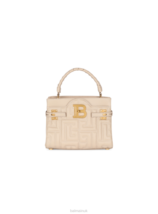 Accessories D0022458 Beige Balmain Women B-Buzz 22 Top Handle Bag In Monogram Quilted Leather