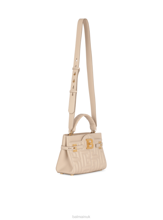 Accessories D0022458 Beige Balmain Women B-Buzz 22 Top Handle Bag In Monogram Quilted Leather