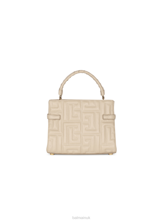 Accessories D0022458 Beige Balmain Women B-Buzz 22 Top Handle Bag In Monogram Quilted Leather