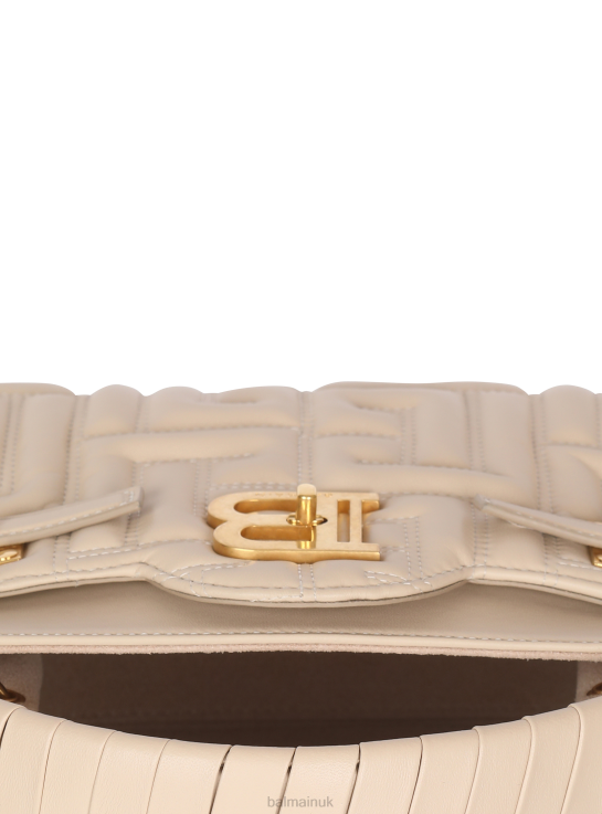 Accessories D0022458 Beige Balmain Women B-Buzz 22 Top Handle Bag In Monogram Quilted Leather