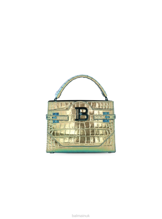 Accessories D0022474 Multicolor Balmain Women B-Buzz 22 Top Handle Bag In Crocodile Effect-Embossed Leather