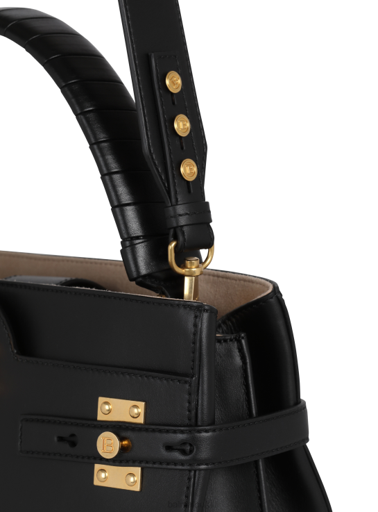 Accessories D0022475 Black Balmain Women Leather B-Buzz Top Handle Bag