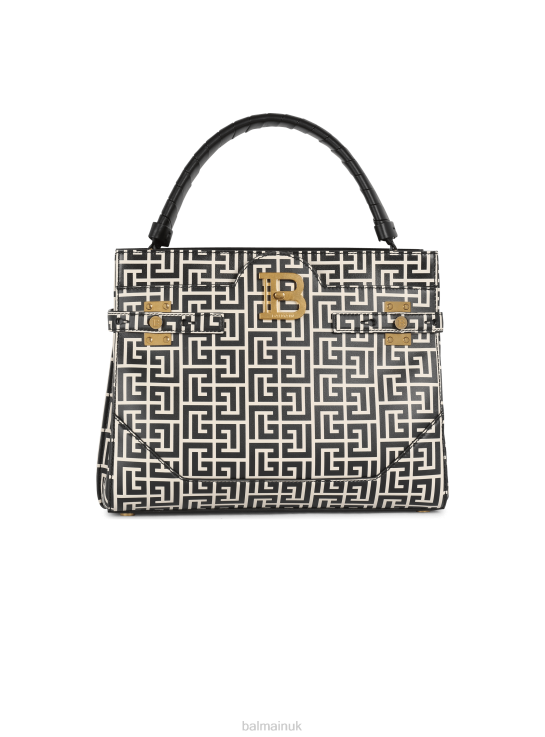 Accessories D0022476 Black Balmain Women Bicolor Print Leather B-Buzz Top Handle Bag