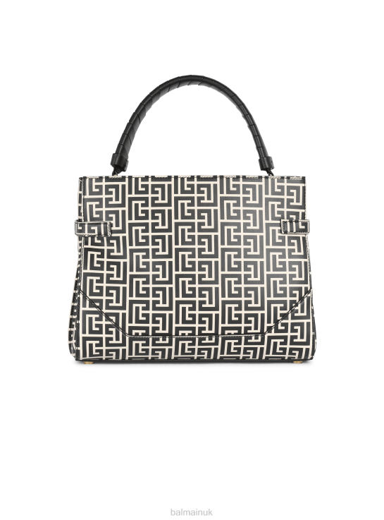 Accessories D0022476 Black Balmain Women Bicolor Print Leather B-Buzz Top Handle Bag