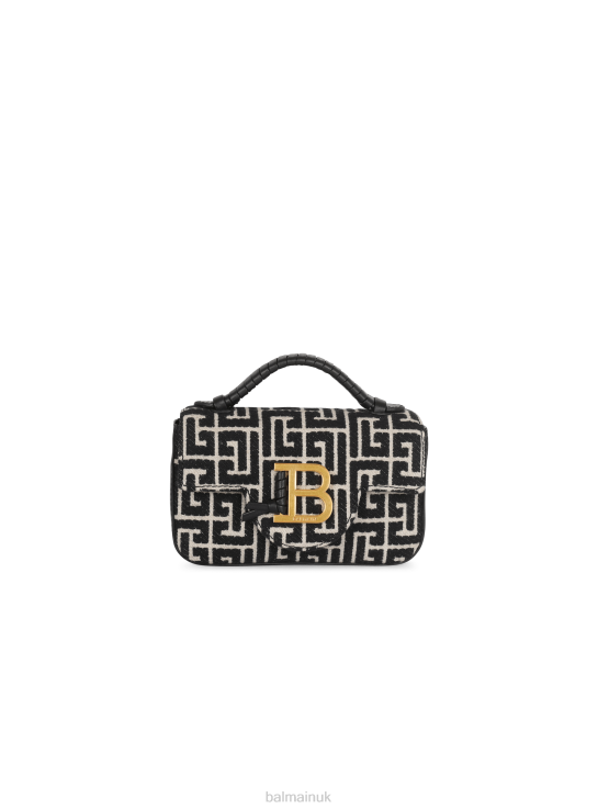 Accessories D0022468 Black Balmain Women B-Buzz Mini Monogram Jacquard Canvas Bag