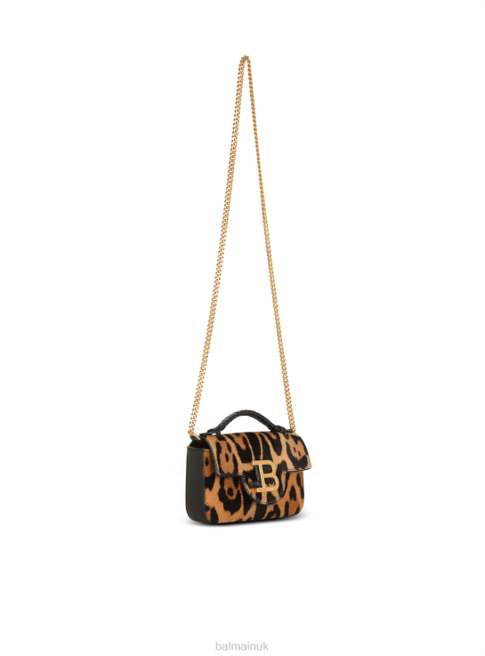 Accessories D0022470 Brown Balmain Women Leopard-Effect B-Buzz Mini Bag
