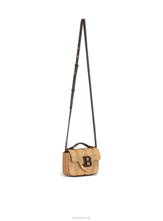 Accessories D0022479 Brown Balmain Women B-Buzz Mini Bag Raffia And Calfskin