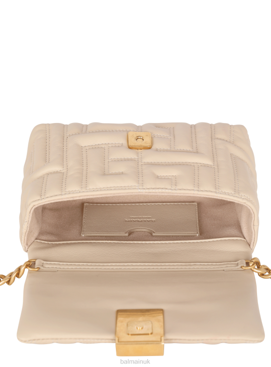 Accessories D0022521 Beige Balmain Women 1945 Soft Mini Bag In Quilted Leather