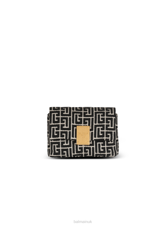Accessories D0022528 Black Balmain Women 1945 Soft Mini Bag With Jacquard Monogram