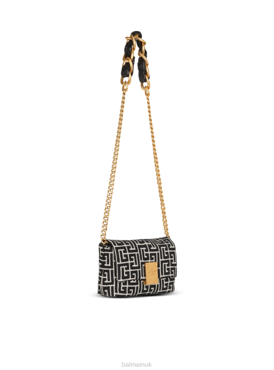Accessories D0022528 Black Balmain Women 1945 Soft Mini Bag With Jacquard Monogram