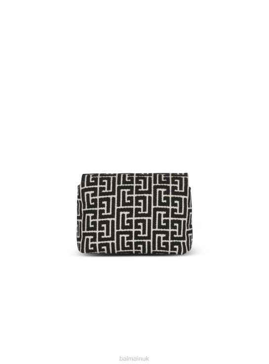 Accessories D0022528 Black Balmain Women 1945 Soft Mini Bag With Jacquard Monogram