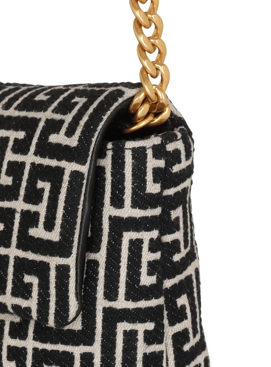 Accessories D0022528 Black Balmain Women 1945 Soft Mini Bag With Jacquard Monogram