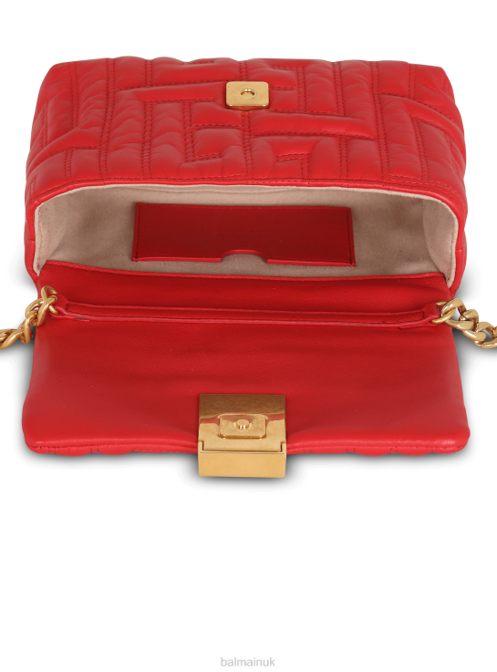 Accessories D0022533 Red Balmain Women 1945 Soft Mini Bag In Quilted Leather
