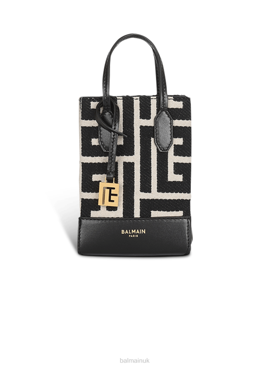 Accessories D0022805 Black Balmain Women Mini-Sized Bicolor Jacquard Brand Bag