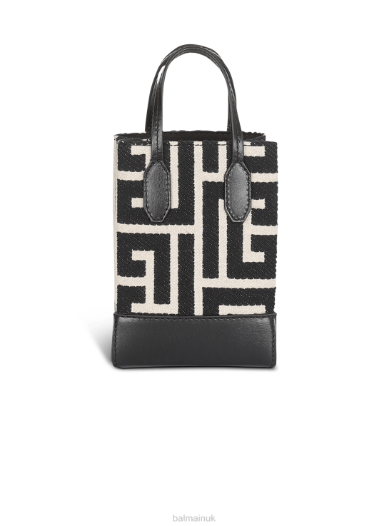 Accessories D0022805 Black Balmain Women Mini-Sized Bicolor Jacquard Brand Bag