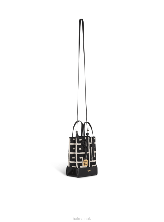 Accessories D0022805 Black Balmain Women Mini-Sized Bicolor Jacquard Brand Bag
