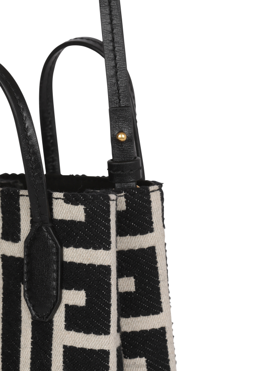 Accessories D0022805 Black Balmain Women Mini-Sized Bicolor Jacquard Brand Bag