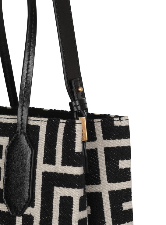 Accessories D0022806 Black Balmain Women Small-Sized Bicolor Folded Shopping Bag